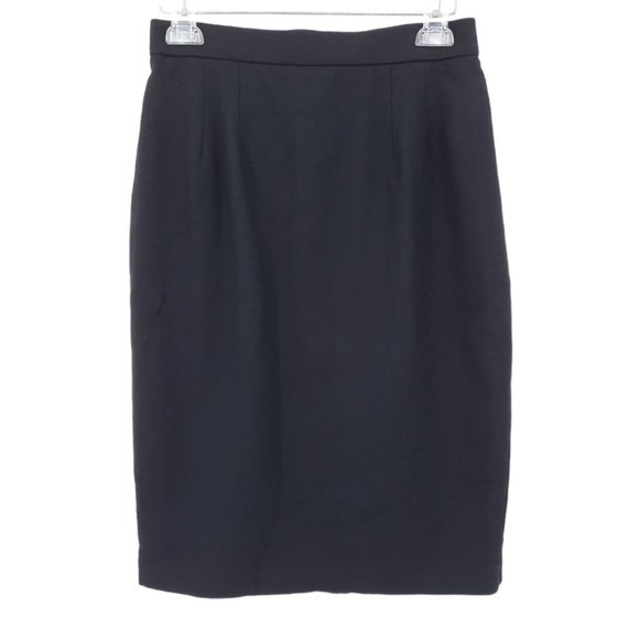 VTG 70s Panther Solid Black Wool Straight Cut Pencil Skirt Size M Short Lined - Picture 2 of 11